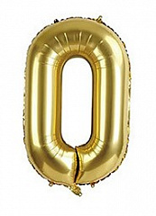 Шар (40"/102 см) Цифра 0, Светлое Золото, 1 шт.